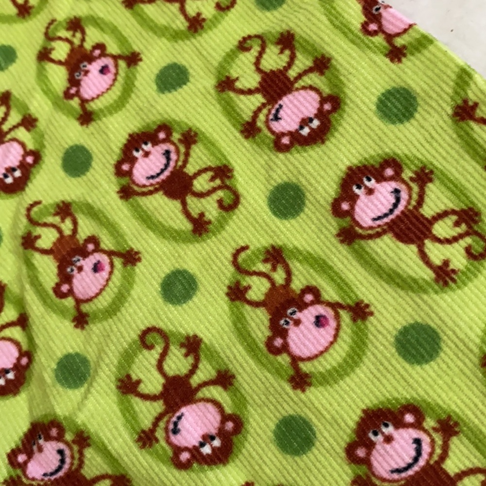 {VTG} CR Kids | Monkey & Polka Dot Wide Leg Corduroy Pants Ruffle Pocket Green 5 - Picture 14 of 15